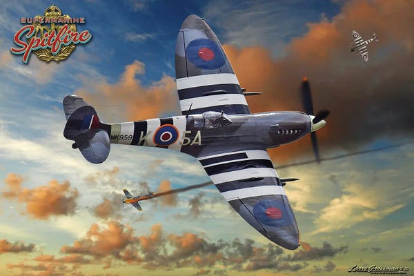 Larry Grossman: Spitfire Dog Fight by Larry Grossman