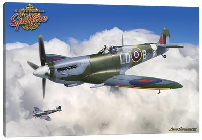 Spitfire RAF Fighter Plane Canvas Art Print - Military Aircraft Art