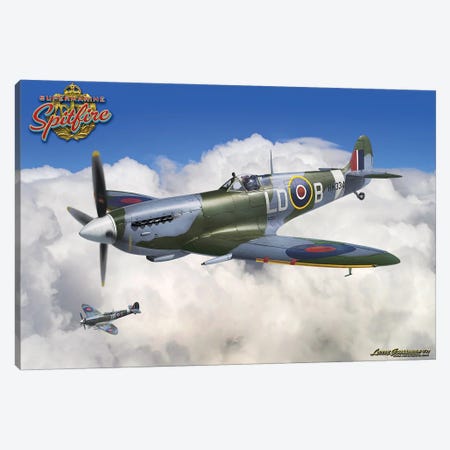 Spitfire RAF Fighter Plane Canvas Print #LRG135} by Larry Grossman Canvas Art