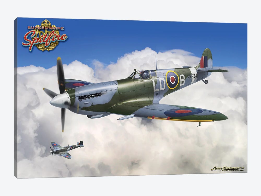Spitfire RAF Fighter Plane by Larry Grossman 1-piece Canvas Wall Art