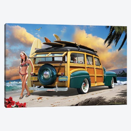 Surfin' Woodie Canvas Print #LRG140} by Larry Grossman Canvas Wall Art