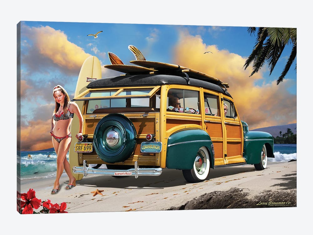 Surfin' Woodie by Larry Grossman 1-piece Canvas Wall Art