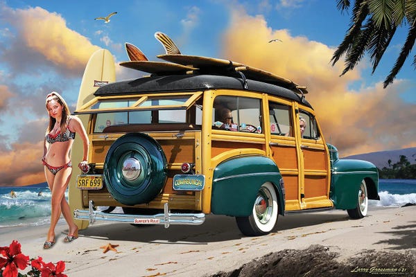 Beach Sunrises & Sunsets: Surfin' Woodie by Larry Grossman