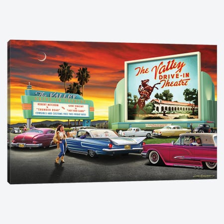 The Valley Drive-In Canvas Print #LRG144} by Larry Grossman Art Print
