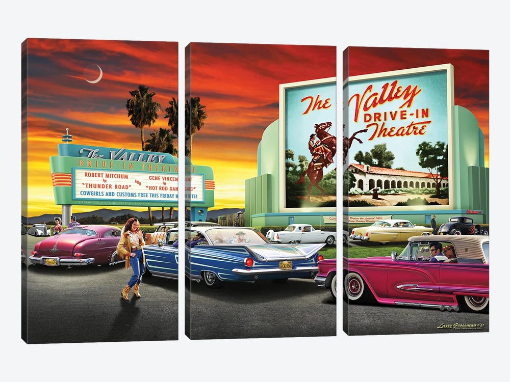 The Valley Drive-In by Larry Grossman 3-piece Canvas Wall Art