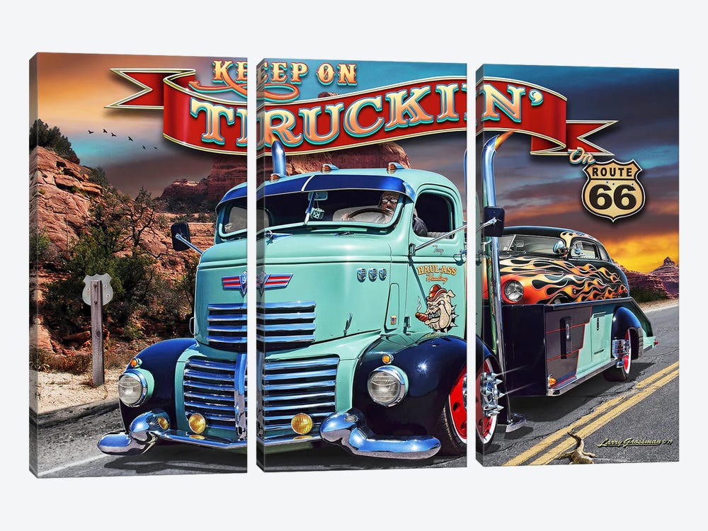 Truckin' RT 66 by Larry Grossman 3-piece Canvas Artwork