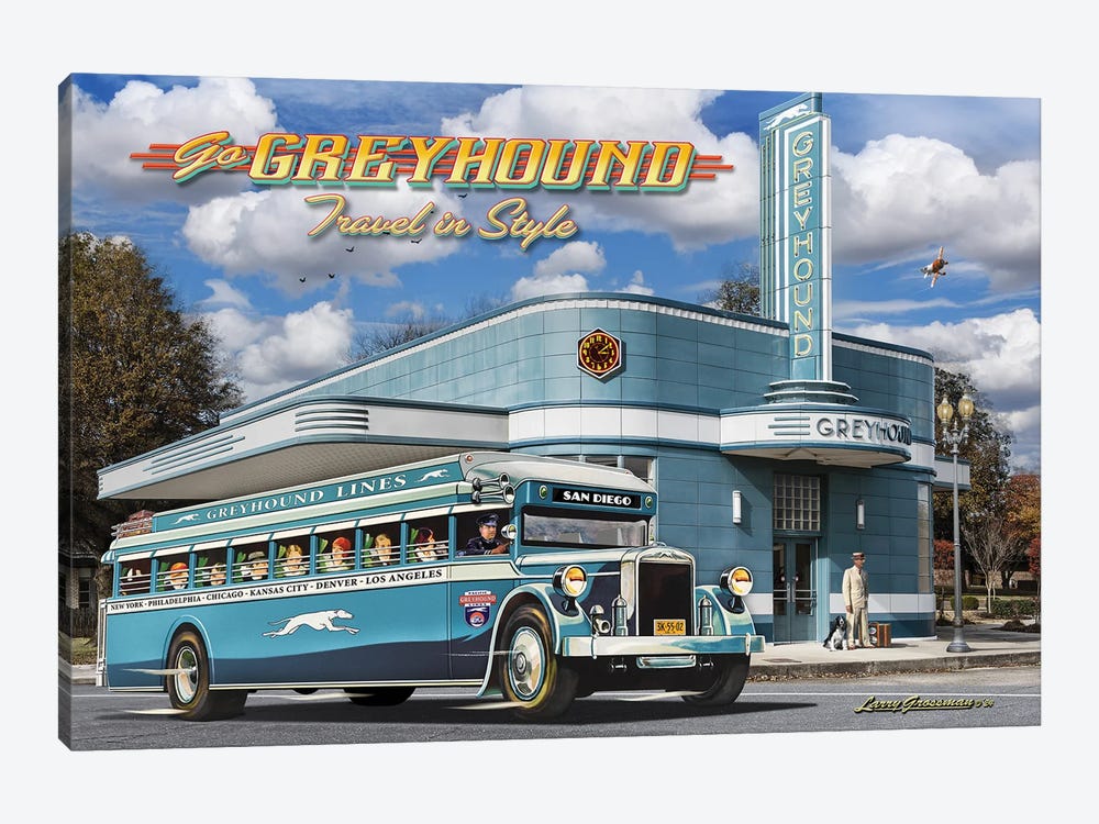Greyhound Bus Station by Larry Grossman 1-piece Canvas Print