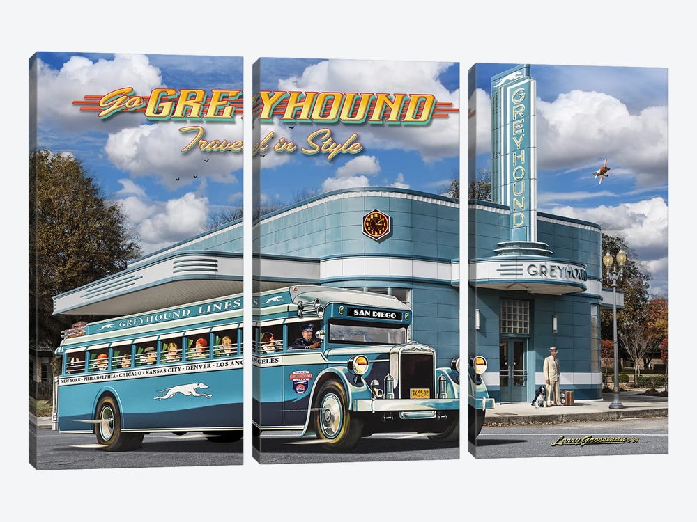 Greyhound Bus Station by Larry Grossman 3-piece Art Print