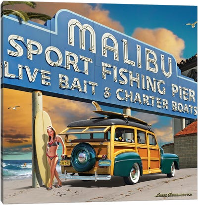 Malibu Pier Canvas Art Print - Larry Grossman
