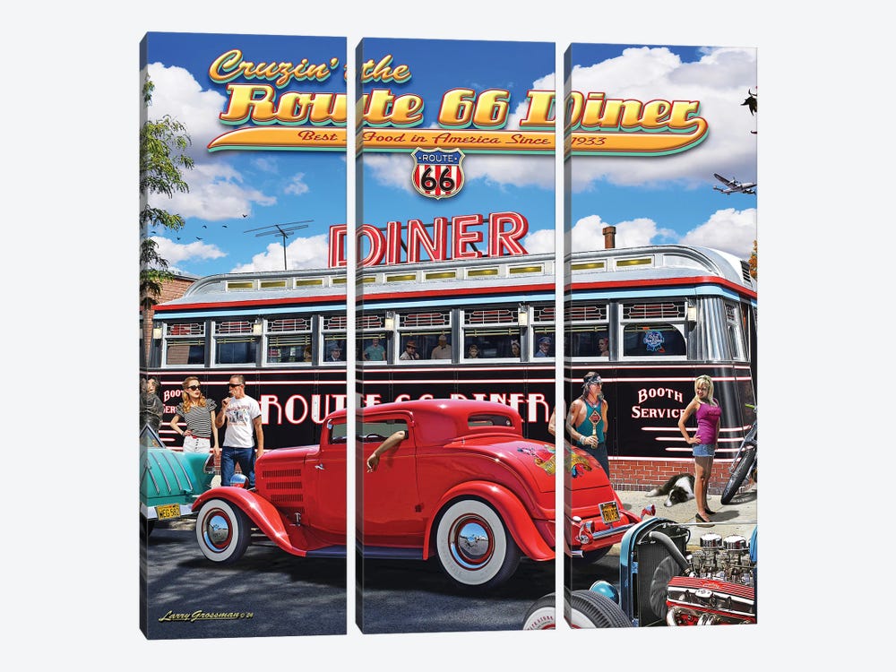 Route 66 Diner II by Larry Grossman 3-piece Canvas Artwork
