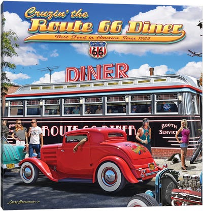 Route 66 Diner II Canvas Art Print - Larry Grossman