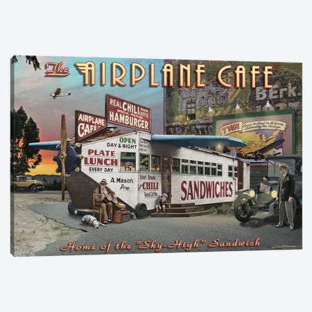 Airplane Cafe Canvas Print #LRG15} by Larry Grossman Canvas Print