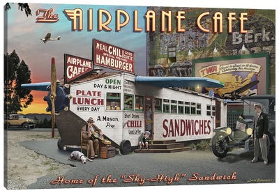 Airplane Cafe Canvas Art Print - Larry Grossman
