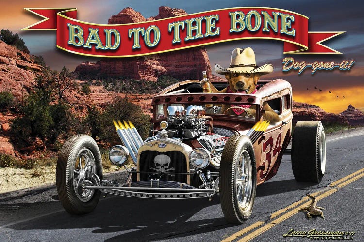 Bad To The Bone Rat Rod by Larry Grossman wall art