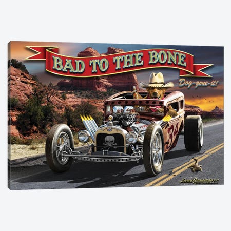 Bad To The Bone Rat Rod Canvas Print #LRG26} by Larry Grossman Canvas Art