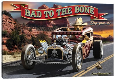 Bad To The Bone Rat Rod Canvas Art Print - Larry Grossman
