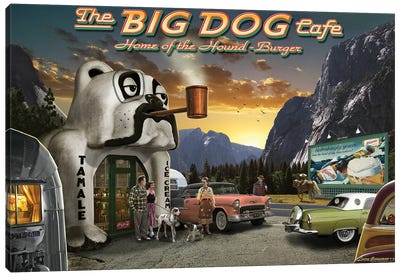 Big Dog Cafe Canvas Art Print - Larry Grossman