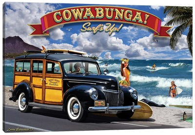 Cowabunga-Surf's Up! Canvas Art Print - Larry Grossman