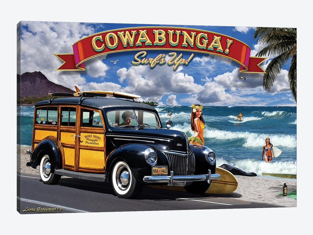 Cowabunga-Surf's Up! by Larry Grossman 1-piece Art Print