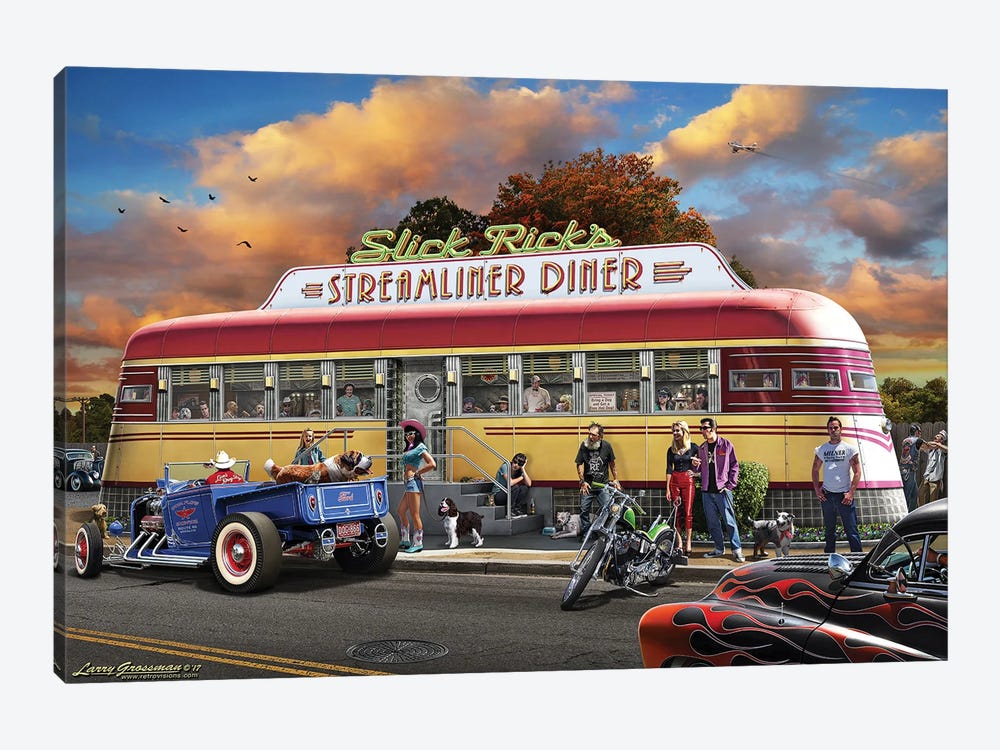 Cruisin' The Streamliner Diner by Larry Grossman 1-piece Art Print