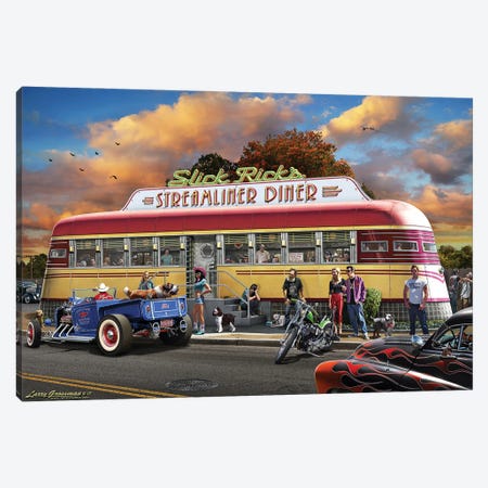 Cruisin' The Streamliner Diner Canvas Print #LRG48} by Larry Grossman Art Print