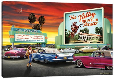Date Nite At The Valley Drive-In Canvas Art Print - Signs