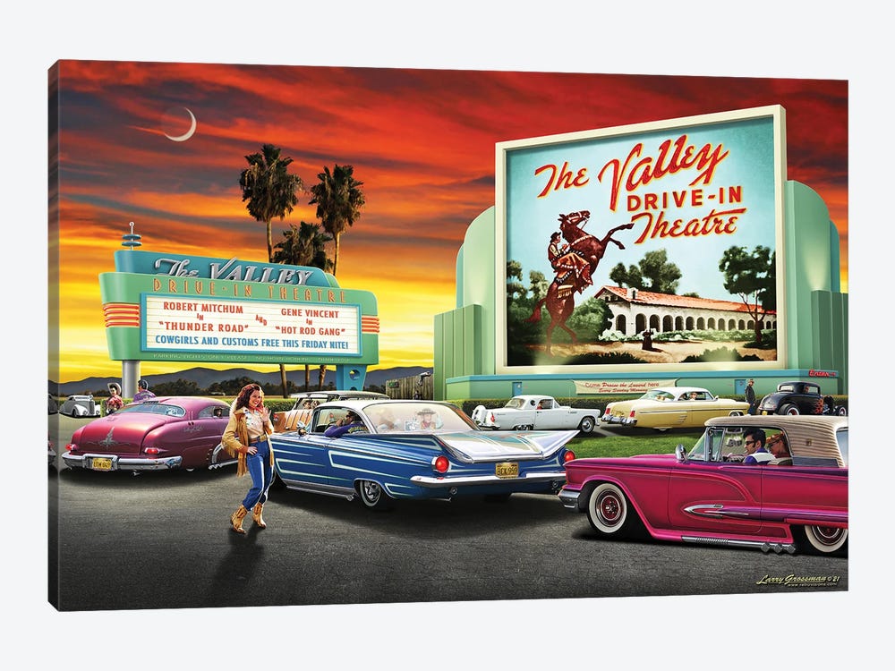 Date Nite At The Valley Drive-In by Larry Grossman 1-piece Canvas Art
