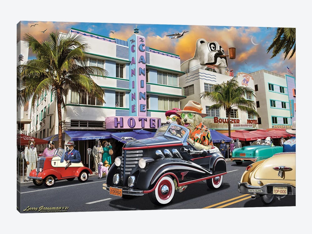 Dog Days In Miami by Larry Grossman 1-piece Art Print