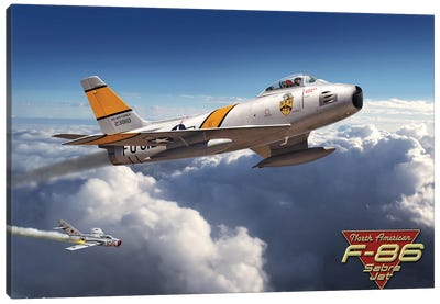 F-86 Saber Jet Canvas Art Print - Military Aircraft Art
