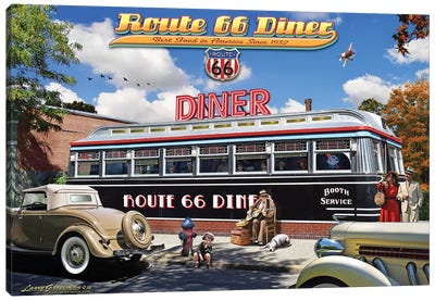 1936 Route 66 Diner Canvas Art Print - Restaurant & Diner Art