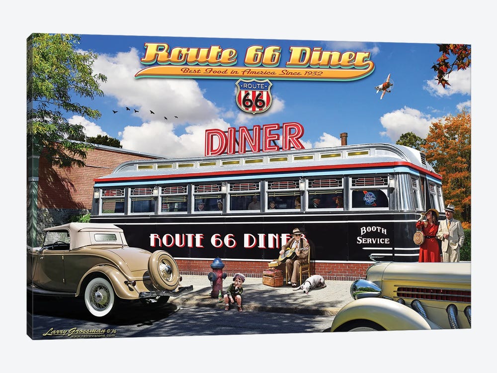 1936 Route 66 Diner by Larry Grossman 1-piece Canvas Art