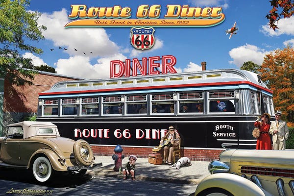 Signs: 1936 Route 66 Diner by Larry Grossman