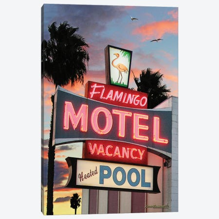 Flamingo Motel Canvas Print #LRG62} by Larry Grossman Art Print