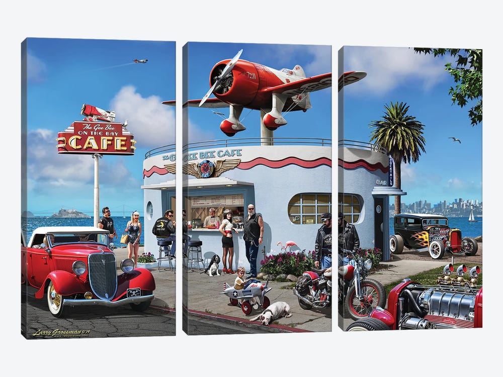 Gee Bee Cafe by Larry Grossman 3-piece Canvas Print