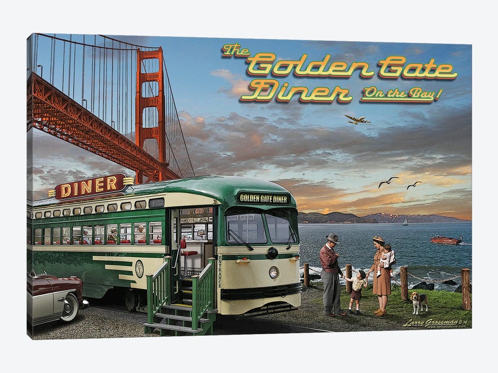 Golden Gate Diner by Larry Grossman 1-piece Canvas Art