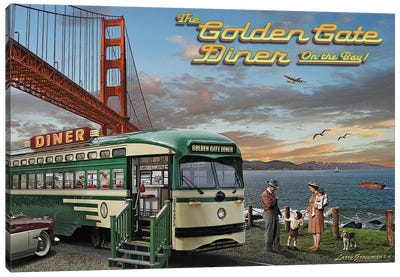Golden Gate Diner Canvas Art Print - Larry Grossman