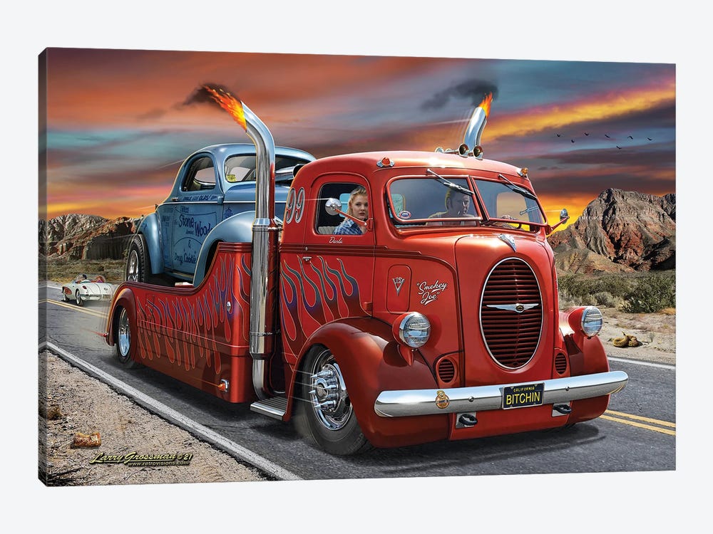 Haulin' Down The Highway by Larry Grossman 1-piece Canvas Art