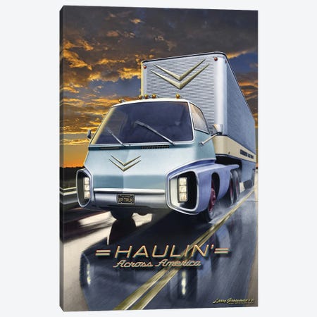 Haulin' Truck Canvas Print #LRG73} by Larry Grossman Canvas Artwork