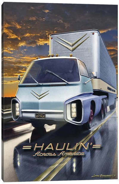 Haulin' Truck Canvas Art Print - Larry Grossman