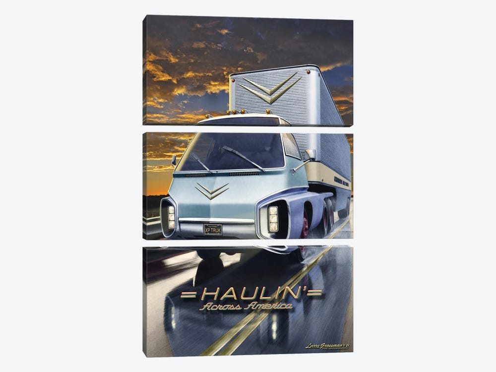 Haulin' Truck by Larry Grossman 3-piece Canvas Art Print