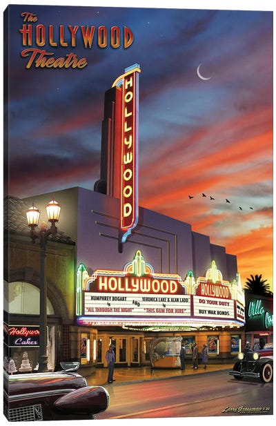 Hollywood Theatre Canvas Art Print - City Sunrise & Sunset Art