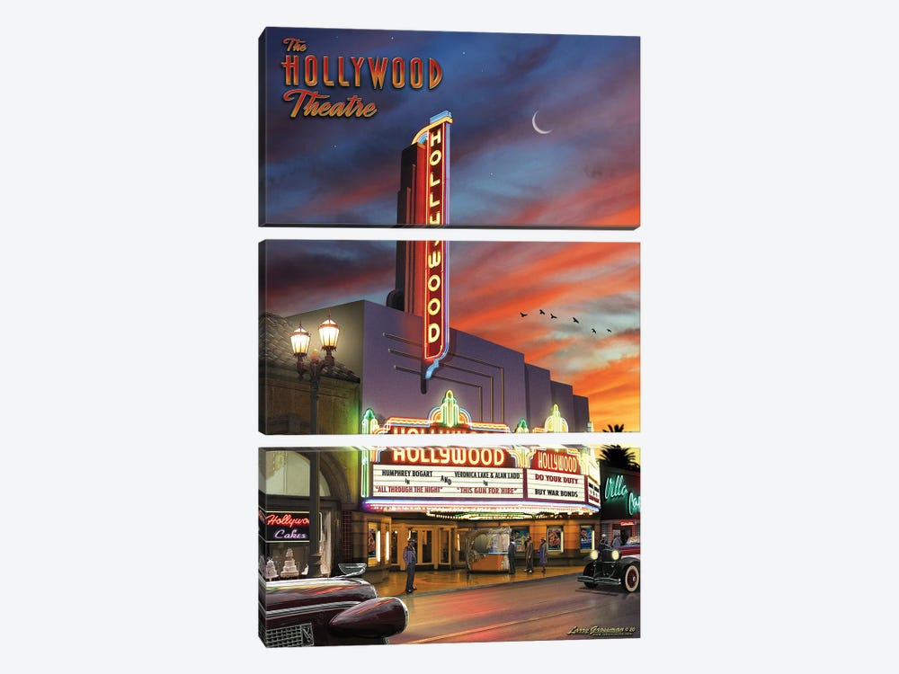 Hollywood Theatre by Larry Grossman 3-piece Canvas Wall Art