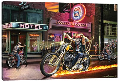 HWY To Hell Canvas Art Print - Motorcycle Art
