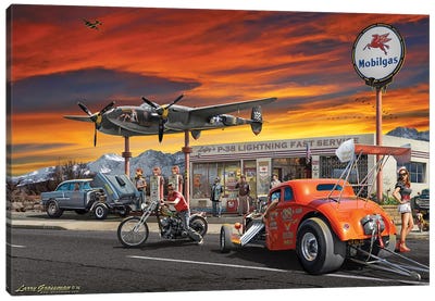 Lefty's Sunset Canvas Art Print - Automobile Art