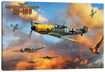 Me-109 Battle Of Britain Canvas Art Print - Military Aircraft Art