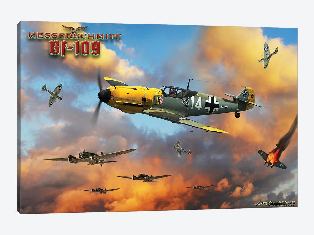 Me-109 Battle Of Britain by Larry Grossman 1-piece Canvas Wall Art