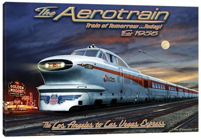 1956 GM Aerotrain Canvas Art Print - Larry Grossman