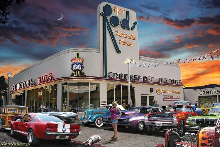 Muscle Car Motors by Larry Grossman wall art