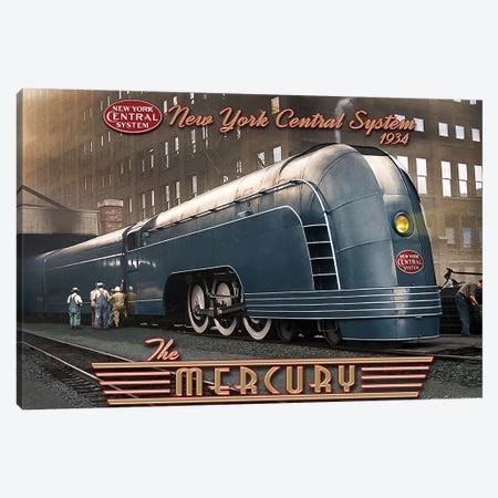N.Y. Central Mercury Train Canvas Print #LRG96} by Larry Grossman Canvas Art Print