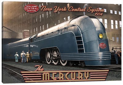 N.Y. Central Mercury Train Canvas Art Print - Larry Grossman